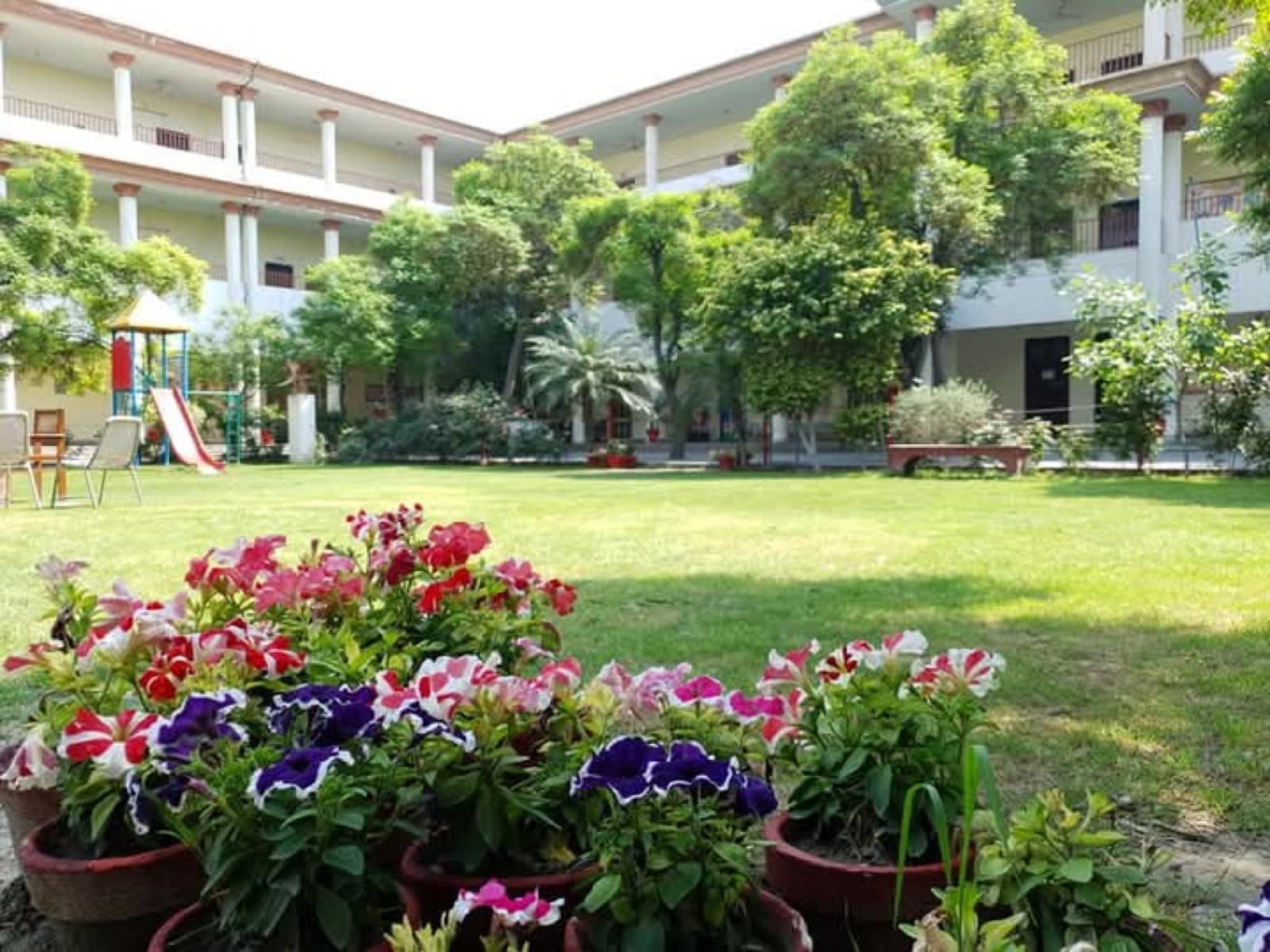 Gardens and play area on campus